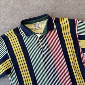 Vtg 90s‎ Bugle Boy Vertical Striped Colorblock Rugby Polo Size XL